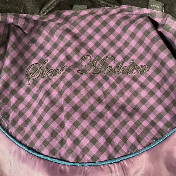 Steve Madden Women’s Black Military Coat Medium Wool Blend Long Jacket - Picture 2 of 15